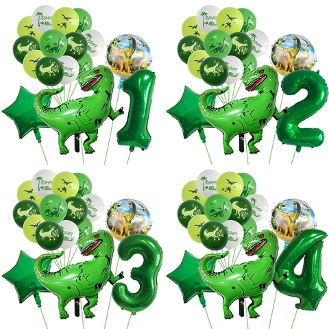 Dinosaur Birthday Party Decoration Aluminum Foil And Latex Balloons Boys Green Theme Roar Star T-Rex Ornament