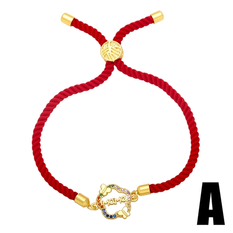 Bracelets Réglables MAMA LOVE Cœur Épingle À Nourrice Cuivre Plaqué Or 18K Zircon Multicolore Bijoux Fête Des Mères