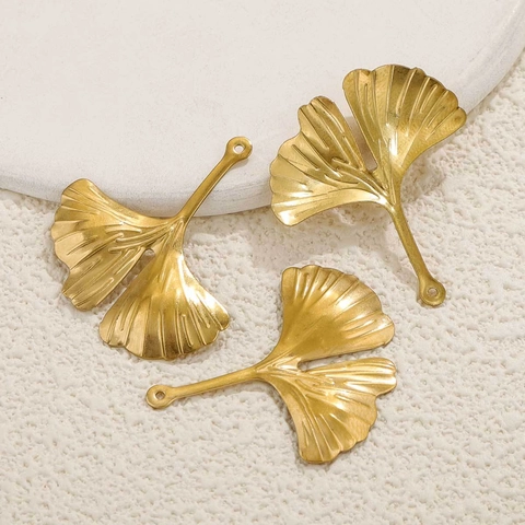 Ciondoli A Foglia Di Ginkgo In Acciaio Inossidabile Per Creazione Gioielli Fai Da Te Accessori Per Orecchini
