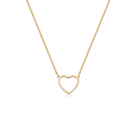 Hohl Herz Anhänger Halskette Edelstahl Vergoldet Minimalistisch Elegant Mode Schmuck Geschenk Für Frauen Mädchen