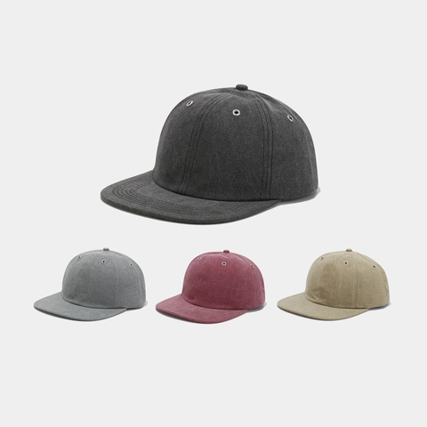 Vintage Baseball Cap Solid Color Cotton Canvas Flat Brim Adjustable Strap Hip Hop Hat Men Women Unisex Japanese Style