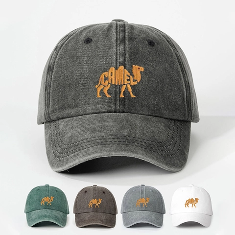 Cappello Da Baseball Lavato Vintage Ricamo Cammello Regolabile Protezione Solare Berretto Retrò