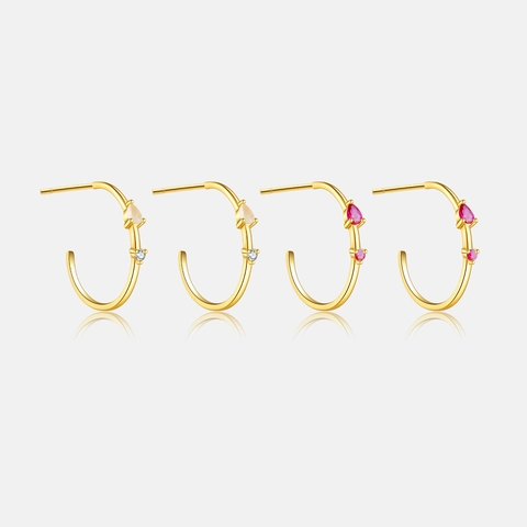 Orecchini a Cerchio a C in Argento Sterling 925 per Donna Eleganti Placcati Oro 18K Strass Geometrici Ovali Gioielli