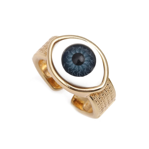 Evil Eye Verstellbarer Offener Ring Kupfer Mikropave Bunter Zirkonia Retro Stil Modeschmuck Damen