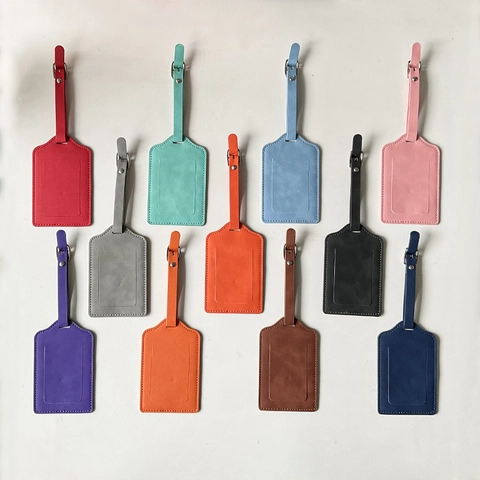 PU Leather Luggage Tag Privacy Flap Suitcase ID Label Metal Buckle Heart Airplane Pattern Travel Accessory
