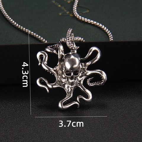 Octopus Schedel Hanger Ketting Met Legering Bedeltje En Roestvrijstalen Ketting Punk Hip Hop Retro Gothisch Accessoire
