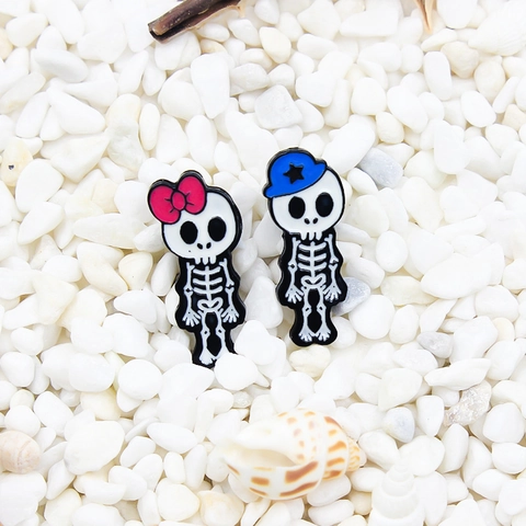 Pin De Esmalte De Esqueleto De Calavera De Dibujos Animados Broche Joyería Aleación Estilo Punk Para Amigos Decoración
