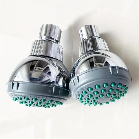 Soffione Doccia Fisso Alta Pressione Risparmio Idrico Spruzzo Superiore ABS Cromato Con Snodo Girevole Ugelli In Silicone Verde Bagno