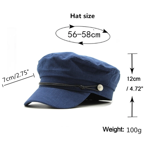 Cappello Da Fornaio Retro Da Donna Misto Cotone Poliestere Cappello Da Marinaio Con Corda Decorativa E Bottone In Metallo
