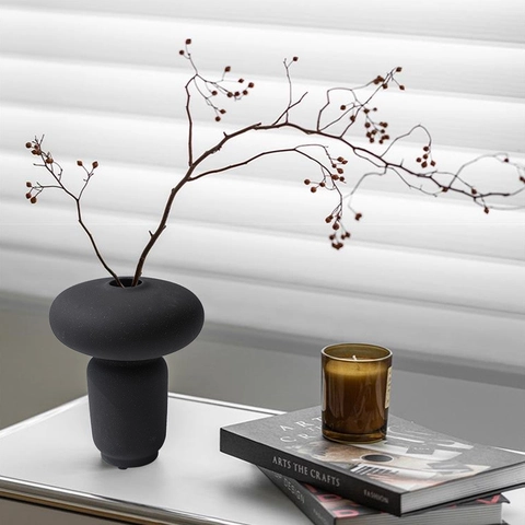 Vaso In Ceramica Moderno Forma Di Fungo Unica Opaco Spazzolato Minimalista Decorazione Casa Per Fiori Secchi Scrivania