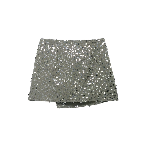 Dames Pailletten Mini-rok Metallic Hoge Taille Double Breasted Wikkelrok Sexy Party Clubwear Mode