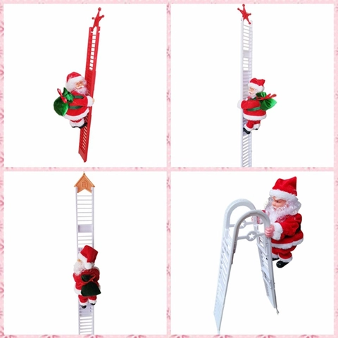 Babbo Natale Elettrico Rampicante Musicale Ornamento Automatico Plastica Peluche Albero Di Natale Casa Finestra Decorazione