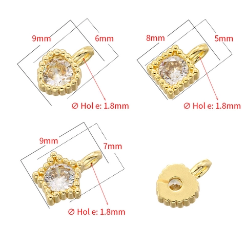 Colgante De Corazón Estrella Cuadrado De Cobre Bañado En Oro Circonita Incrustada Accesorio De Joyería DIY Elegante