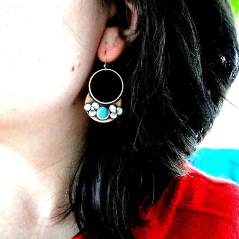 Retro Geschnitzte Blumen Ohrhänger Metalllegierung Mit Ovalem Türkisstein Böhmischer Ethno Stil Vintage Schmuck Für Frauen