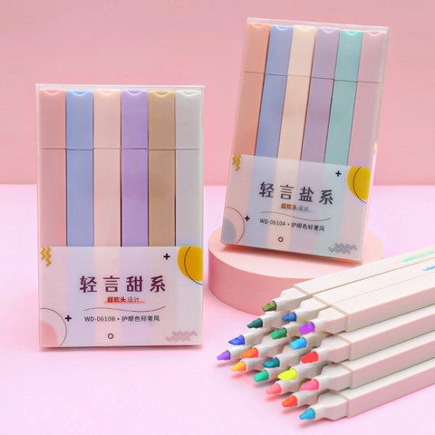 Highlighters Markers Plastic Pastel Morandi Colors Soft Chisel Tip Eye Protection For School Office Note Taking Quick Dry