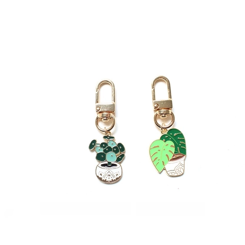 Portachiavi Creativo Pianta in Vaso Lega di Zinco Smalto Monstera Sansevieria Erba di Soldi Anello Chiave Ciondolo Borsa Accessorio Gioielli Donna