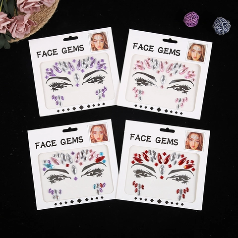 Bijoux De Corps Autocollants En Strass Acrylique Pour Le Visage Brillants Pour Festival Fête Mascarade Maquillage