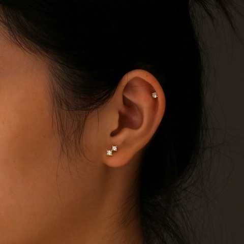 Orecchini A Lobo Geometrici In Zirconia Con Perno In Argento Sterling 925 Placcato Oro Quadrato Marquise Tondo Gioielli Raffinati Donna