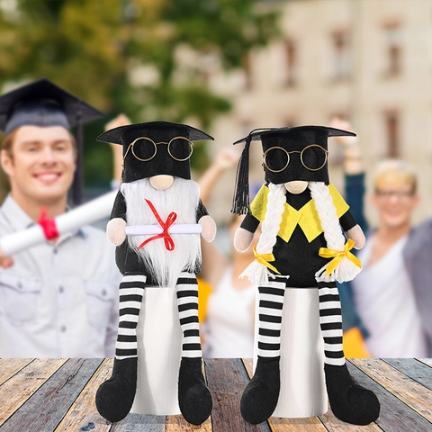 Gnomos De Graduación Decoración De Peluche Con Birrete Gafas Y Diploma Para Regalo De Temporada Escolar