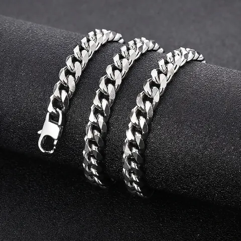 Collar De Cadena De Eslabones Cubanos Acero Inoxidable Hip Hop Streetwear Joyería Simple Para Hombres Mujeres