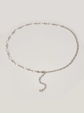 Catena In Vita Con Künstliche Perle A Cuore E Strass Lega Di Metallo Sottile Regolabile Per Abiti Da Donna Accessorio