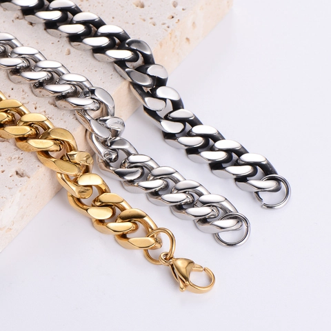 Cuban Link Chain Necklace 304 Stainless Steel Polished Hip Hop Punk Streetwear Jewelry For Men Women