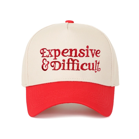Baseball Cap Cotton Color Block Retro Expensive Difficult Letter Embroidery Adjustable Sun Hat For Men Women
