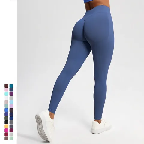 Damen Yoga Leggings Hohe Taille Nahtlos Nylon Elasthan Atmungsaktiv Push Up Bauchkontrolle Fitness Laufen Gym Hose