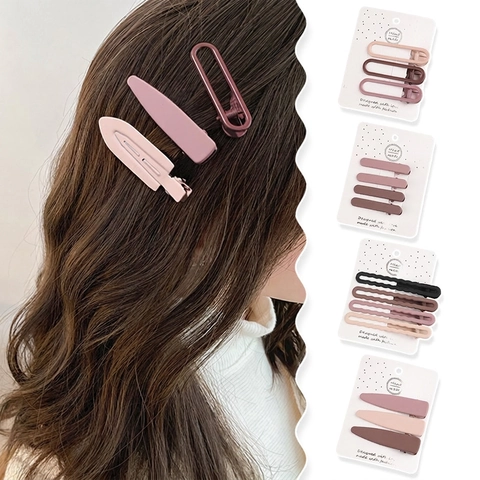 Matte Alloy Hair Clips Morandi Color Minimalist Geometric Duckbill Bangs Barrettes Headwear For Women