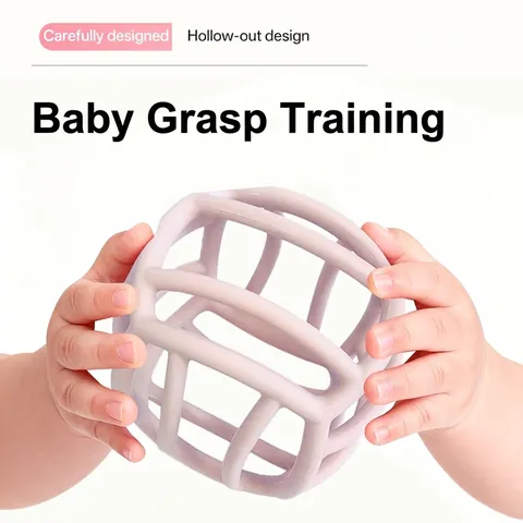 Silicone Baby Teether Ball Hollow Out Grasping Sensory Toy BPA Free Infant Teething Relief Heat Resistant Maze Ball