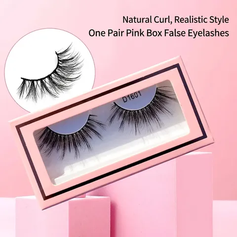 3D Multilayer False Eyelashes Synthetic Fiber Thick Curly Cross Handmade Reusable Natural Look Makeup With Pink Box