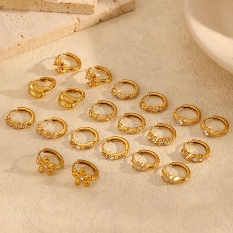 Creolen Ohrringe Aus Edelstahl Mit Zirkonia Kleine Huggie Goldton Modeschmuck Für Damen