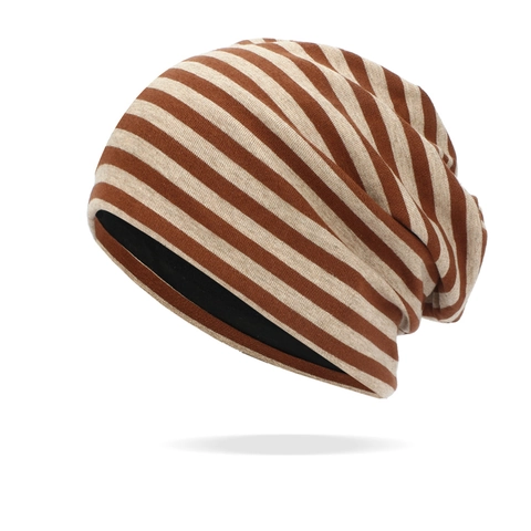 Berretto Beanie Slouchy In Cotone A Righe Sottile Traspirante Casual Skull Cap Per Donna Uomo Cuffia Da Notte Leggera