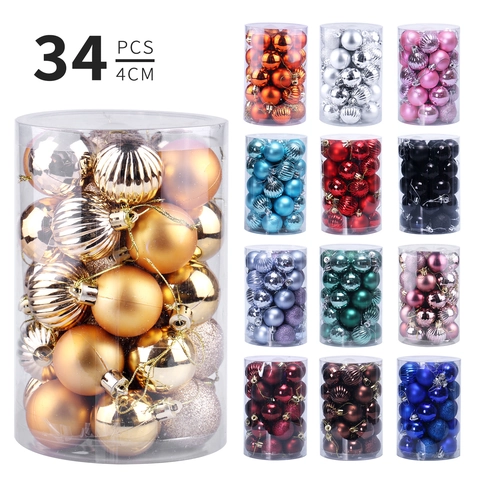 Christmas Ball Ornaments Plastic Plated Shiny Matte Glitter Ribbed Textures Holiday Festive Tree Hanging Decorations