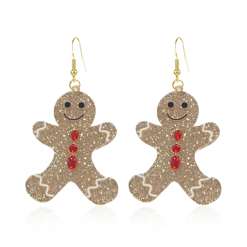 Boucles D'Oreilles Noël Bonhomme Pain D'Épices Acrylique Paillettes Bijoux Fête Festifs Nouveauté Pour Femmes Filles
