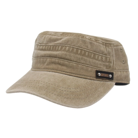 Berretto Militare Da Uomo In Cotone Lavato Cappello Piatto Vintage Regolabile Sport All Aperto Protezione Solare Traspirante