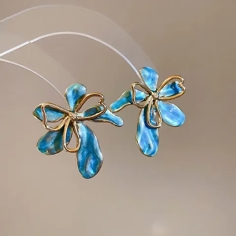 Vintage Bloem Oorknopjes Met 925 Sterling Zilveren Oorknopje Emaille Legering Franse Hofstijl Voor Dames