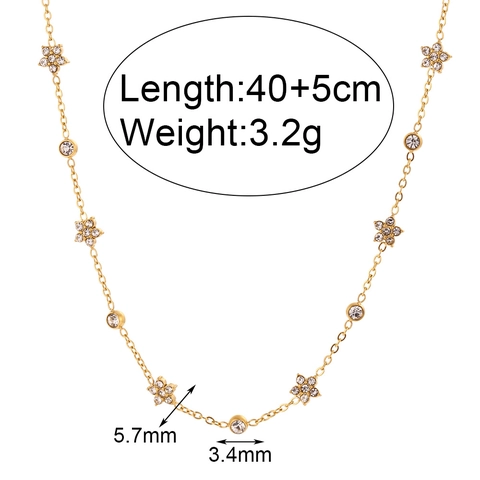 Vergoldete Edelstahl Blumen Halskette Mit Weißem Zirkon Zierliche Kette Minimalistischer Ins Stil Schmuck Damen