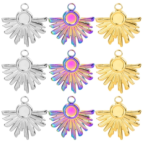 Colgante De Sol De Acero Inoxidable Chapado En Oro Dijes Para Hacer Joyas DIY Accesorios De Rayos De Sol Mujeres