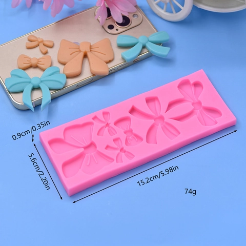 Bow Ribbon Silicone Mold For Fondant Chocolate Cake Decoration DIY Baking Handcraft Pink Flexible