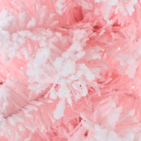 Mini Künstlicher Weihnachtsbaum Rosa Beflockter Schneeeffekt Tischdekoration Mit Leinenbasis Für Feiertags Heim Und Büro Deko