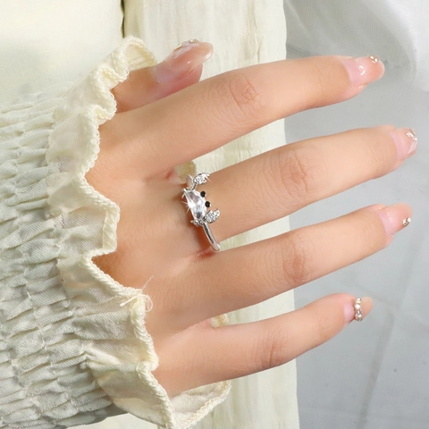 Marine Animal Crab Ring Copper With Clear Zircon Sparkling Micro Pave Adjustable Open Cuff Finger Jewelry For Women