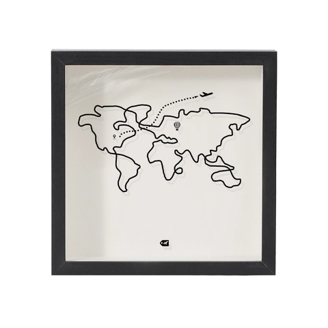 Wereldkaart Reisherinnering Shadow Box Houten Ticketverzamelframe Spaarpot Decoratieve Muurkunst