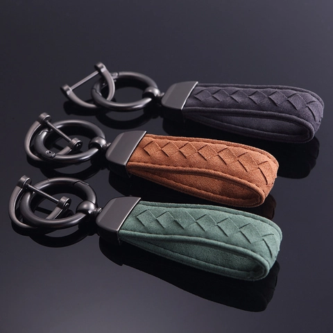 Portachiavi In Camoscio Intrecciato Lega Di Zinco Anti-Smarrimento Fibbia A Ferro Di Cavallo Accessorio Chiave Auto Business Minimalista
