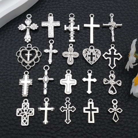 Ciondoli A Croce In Metallo Per Creazione Gioielli DIY Design Religioso Vintage Colori Argento Oro Bronzo Antico