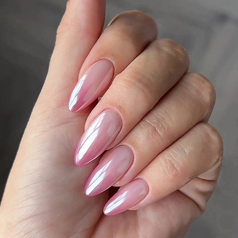 Almond Shape Press On Nägel Gradient Rose Rot Chrom Elektroplattiert Künstliche Falsche Nägel Kunststoff DIY Maniküre