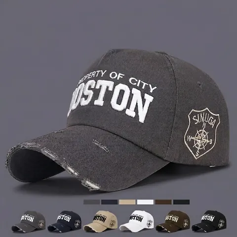 Cappello Da Baseball Ricamo 3D Boston Cotone Distressed Retro Protezione Solare Regolabile Cappello Esterno Uomini Donne
