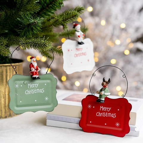 Targa Sospesa Di Natale Cartello Benvenuto Resina Metallo Babbo Natale Pupazzo Di Neve Renna Decorazione Porta Parete