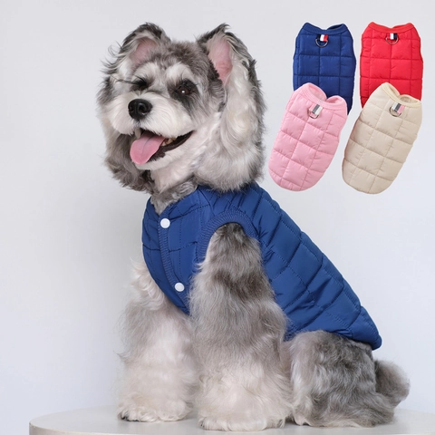 Pet Quilted Vest Winter Warm Dog Coat With Leash D-Ring Fleece Lined Padded Jacket For Small Medium Dogs Cats