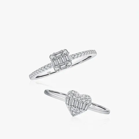 925 Sterling Silber Ring Funkelndes Herz Quadrat Zirkon Eingelegt Minimalistisch Eleganter Täglicher Schmuck Geschenk Damen